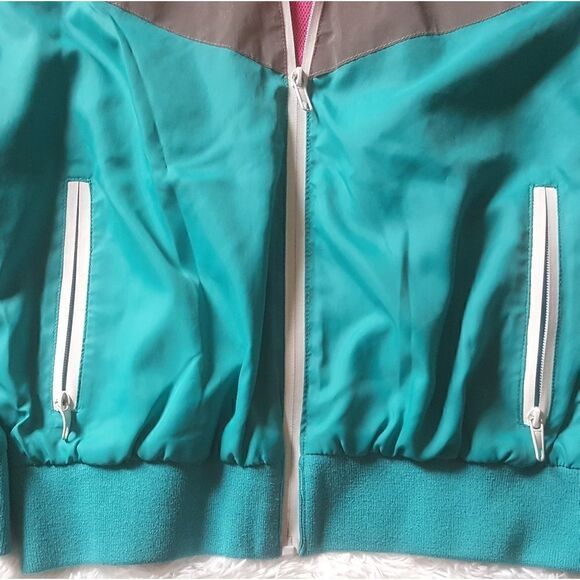 REDFOX Pink and Teal Reflective Zip Front Windbreaker Jacket with Hood Sz Medium - Picture 5 of 7